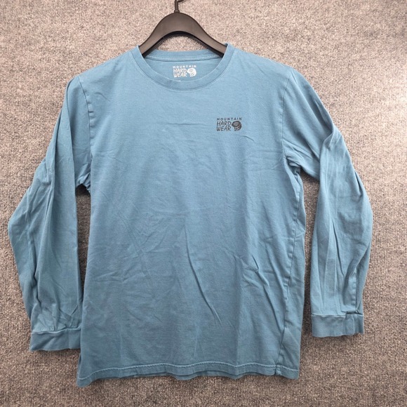 Mountain Hardwear Mens Long Sleeve T Shirt Blue Organic Graphic Cotton M - Picture 1 of 8